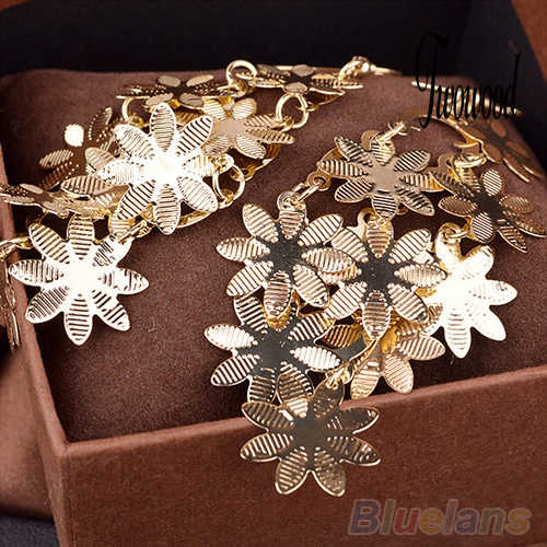 Anting Kait Gantung Desain Snowflakes Multilayer Bahan Alloy Gaya Vintage Untuk Wanita