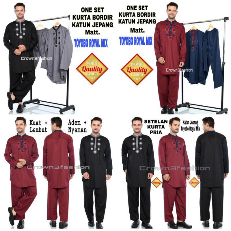 Setelan koko kurta katun jepang bordir berkualitas One Set *COD OK