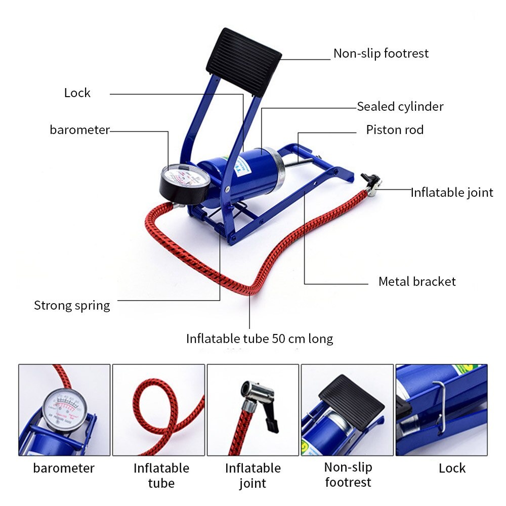 [BISA COD] High Pressure Foot pump Pompa Angin Injak Gas Ban Mobil Motor Sepeda