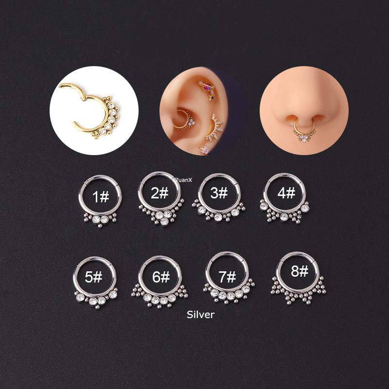 1pc Anting Tindik Hidung Bahan Stainless Steel 16gauge Dengan Zircon