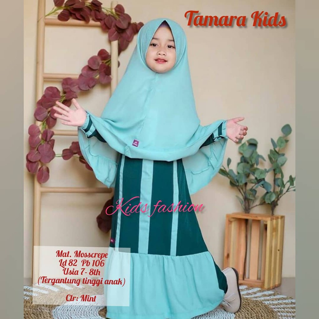 TAMARA SYARI KIDS BO 7-8 TAHUN Kain MOSSCRAPE Gamis Anak Perempuan Dress Anak Murah Gamis Anak Model