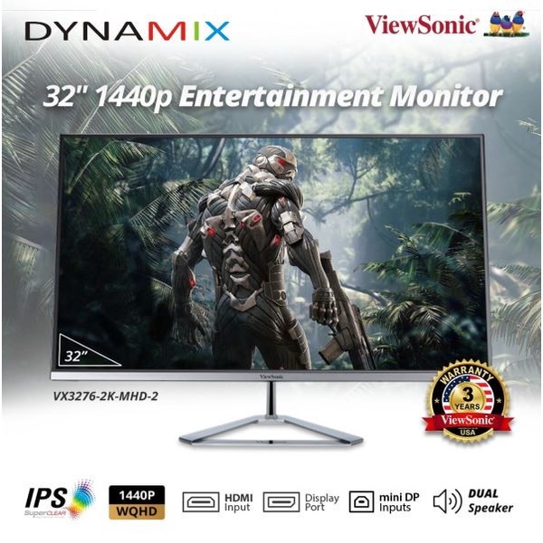 [tanpa palet kayu ya] Monitor LED ViewSonic VX3276-2K-MHD-2 32&quot; IPS QHD 75Hz Adaptive Sync GARANSI RESMI | versi barunya VX3276-2K-MHD