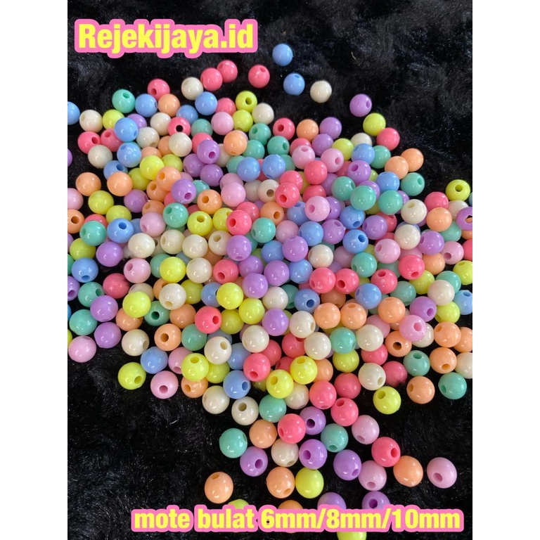 MOTE BULAT WARNA PASTEL 6-10 mm / MANIK BULAT 6-10mm / MOTE KARAKTER / MOTE AKRILIK LUCU / MOTE BUNG