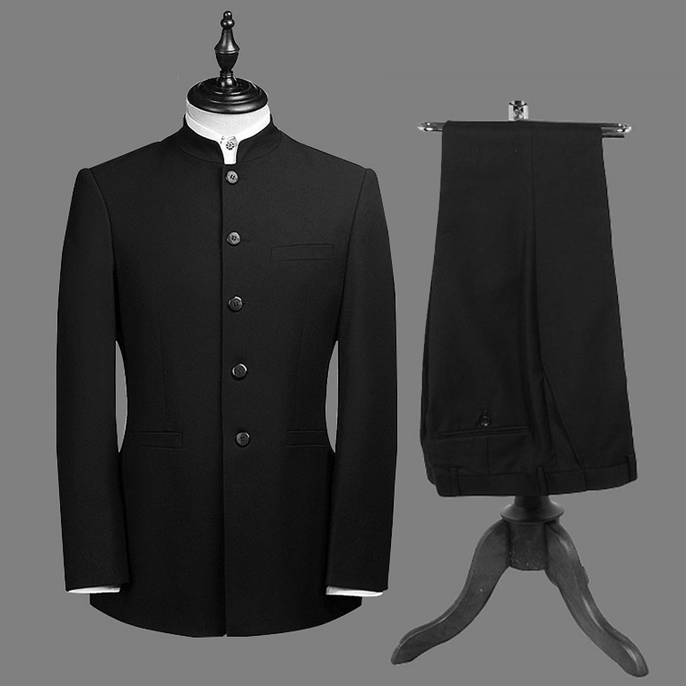 BLAZER SETELAN PRIA SHANGHAI 2IN1 FULL HITAM BAHAN TWIST NIKAYU + CELANA HITAM FORMAL