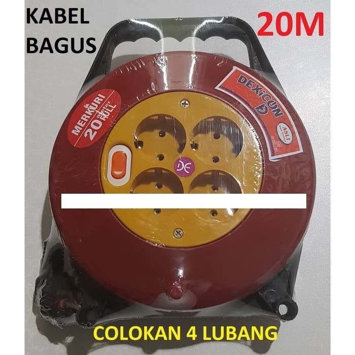 Kabel Roll - Kabel Roll 20M Cable Box Gulung Colokan Listrik 4 Lubang 20 Meter