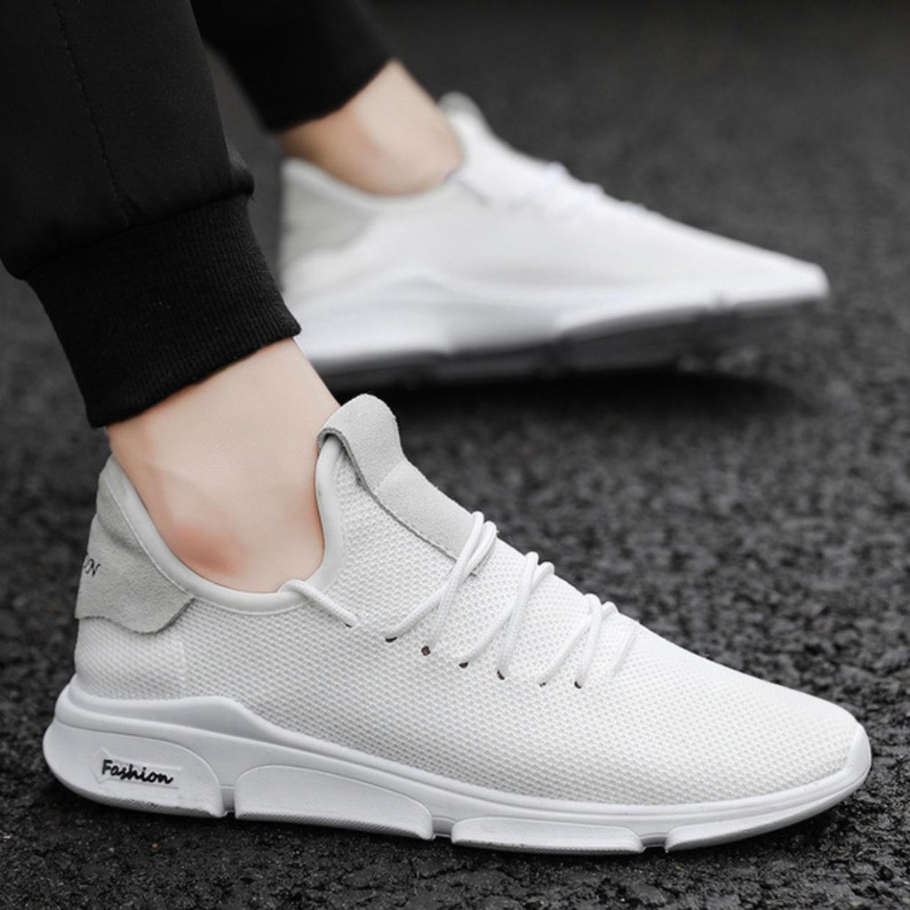 Sepatu Fashion Putih Coklat Pria Wanita / Fashion Sport Shoes For Men and Women / Sneaker Mesh Quick