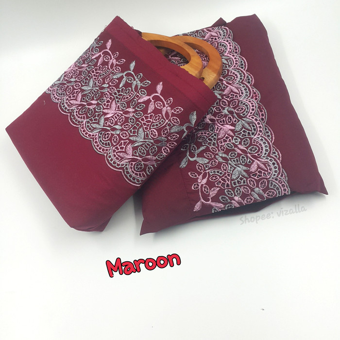 TERLARIS MUKENA KATUN SYAHBANI/MUKENA KATUN JUMBO/MUKENA BORDIR JUMBO - MAROON
