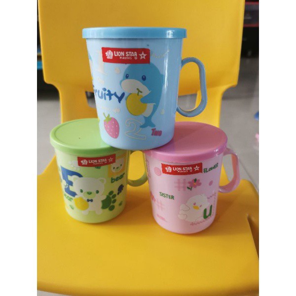 Gelas Minum Plastik GL-20 /Mug Anak Kiwi Mug 350ml GL-20 LION STAR Gelas + Tutup