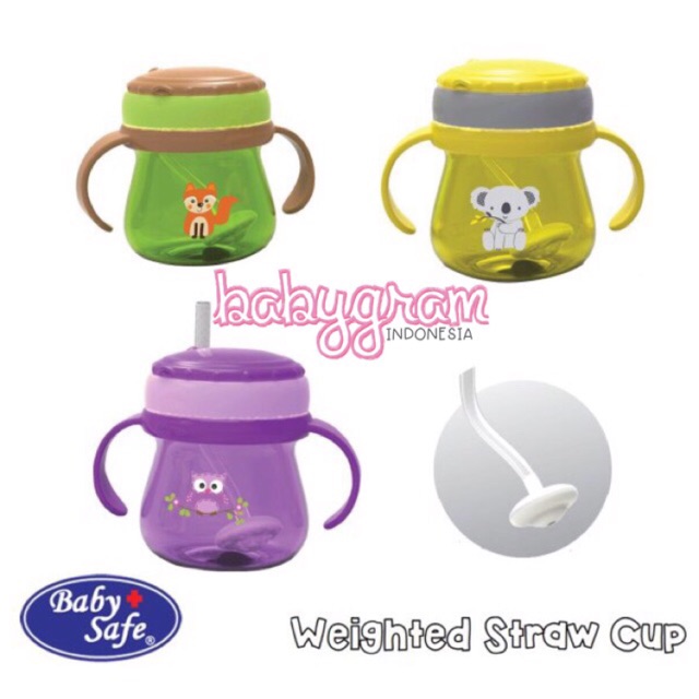 Baby Safe JP019 Training Cup With Weighted Straw 250ml / Babysafe Botol Minum Sedotan 360