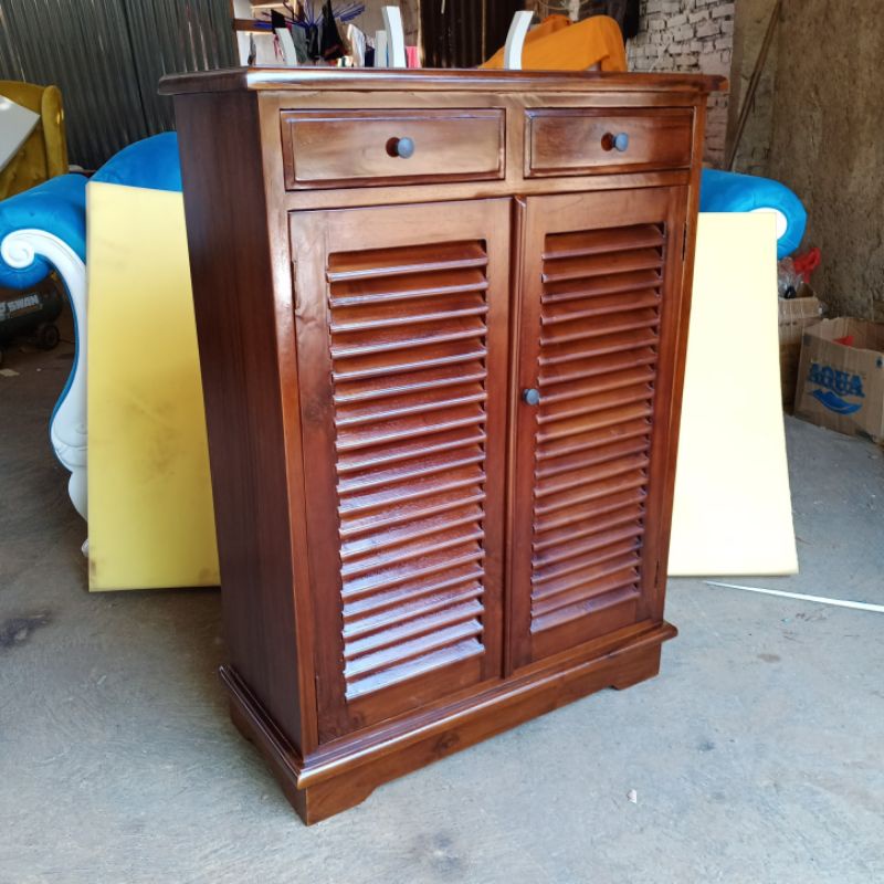 Lemari Sepatu Minimalis Kayu Jati - Lemari Sepatu Kayu - Rak Sepatu Minimalis - Rak Sepatu Murah