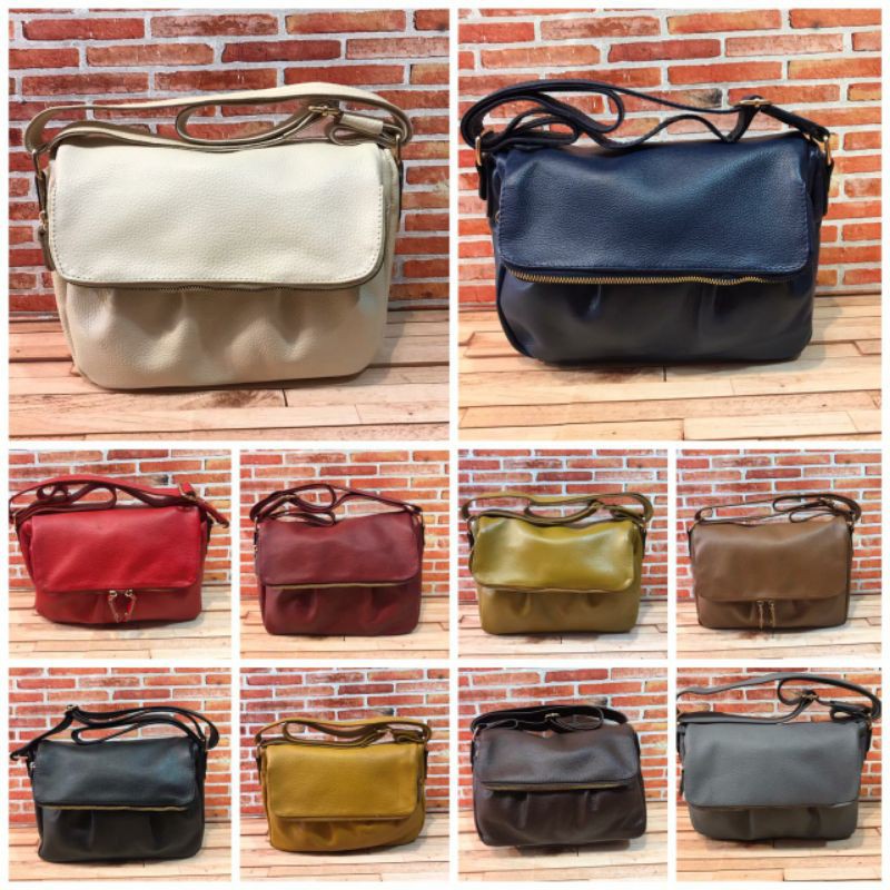 Tas kulit asli garut size M / tas kulit tutup levis / kulit garutan