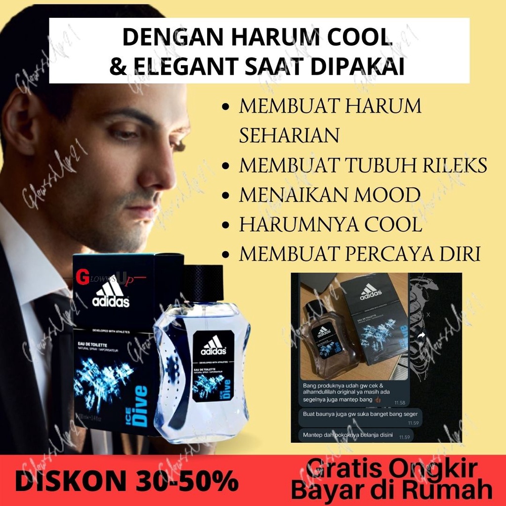 PARFUM PRIA TAHAN LAMA 24 JAM ADIDAS PARFUM MAN 100ML ORIGINAL IMPORT