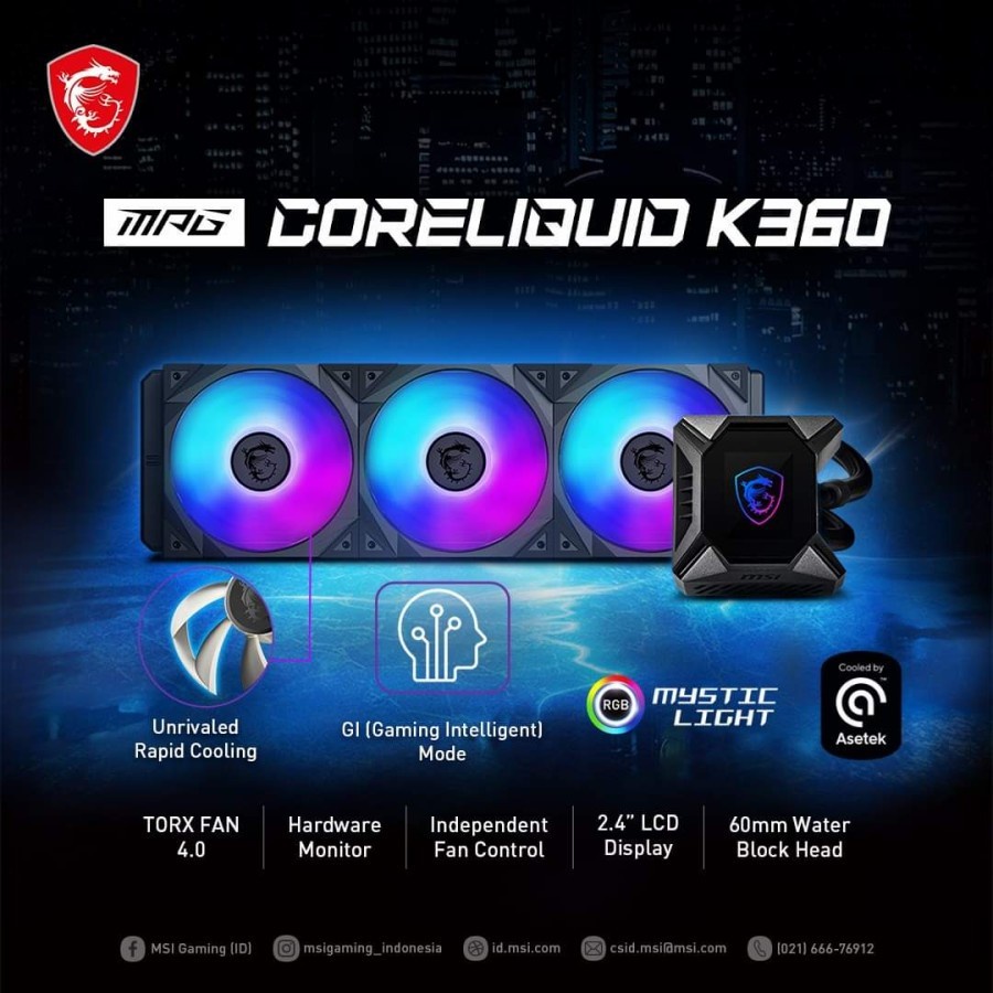 Liquid Cooler MSI MPG CORELIQUID K360 ARGB 5V | By Astikom