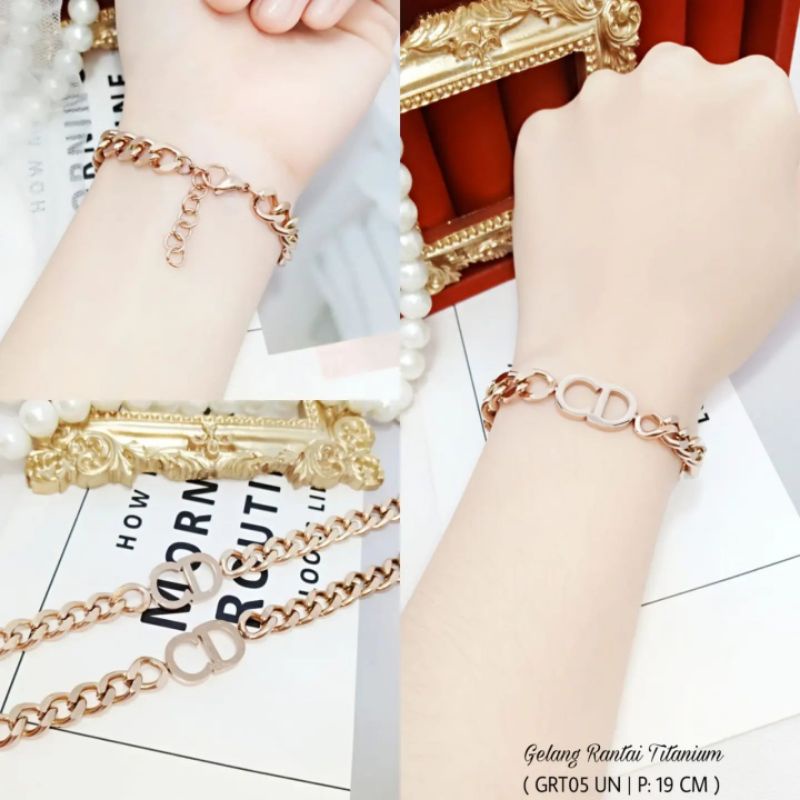 gelang titanium lapis emas 24k