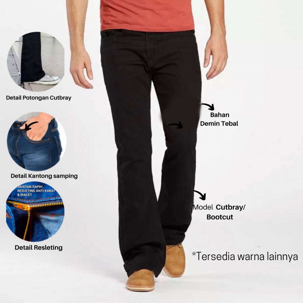 Celana Jeans Pria Cutbay Bootcut Kembang Bawah CB / Flare Jeans Cutbray thn 90an Celana Levis  Retro