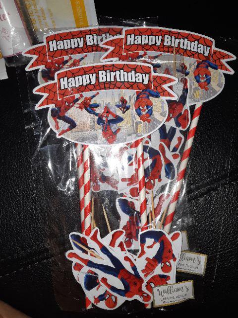 Hiasan Kue Cake Topper Birthday C1 Spiderman Isi 7