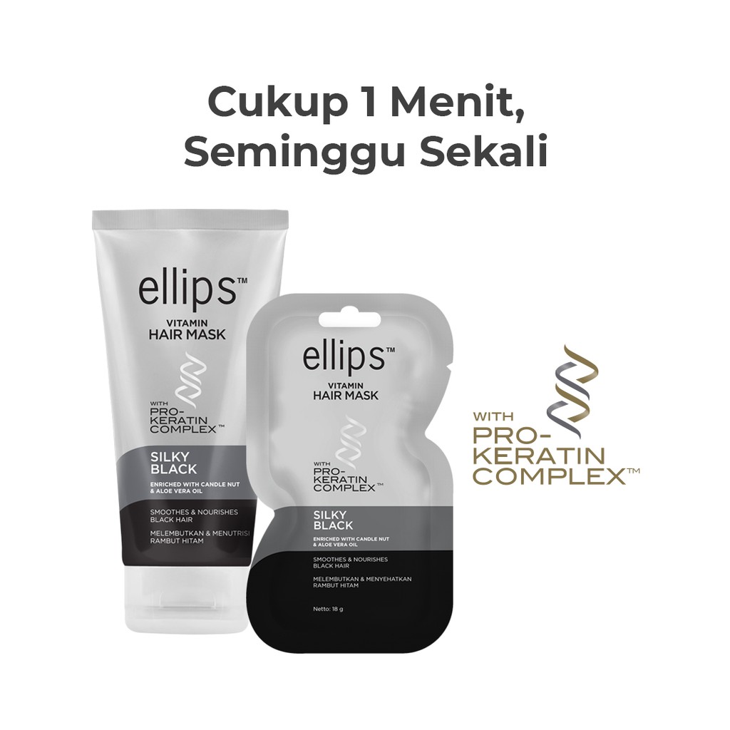 Ellips Hair Mask Keratin Silky Black 18gr Triple Pack