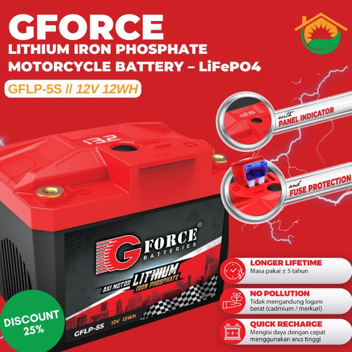 GFORCE LITHIUM IRON PHOSPHATE MOTORCYCLE BATTERY LiFePO4