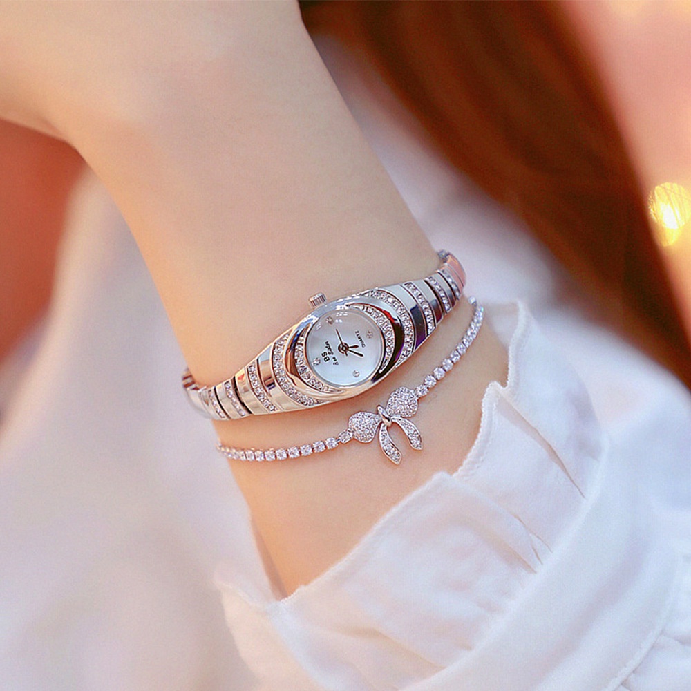 J99 - Jam Tangan Diamond Wanita - Bonus Gelang - Jam Wanita Impor Jam Anti Air Jam Berlian Jam Anti Karat Jam Stainless Steel - COD - Bayar di Tempat - Free Gelang-7