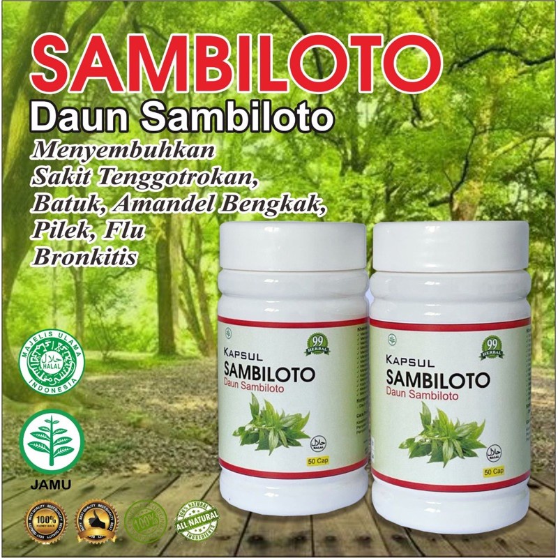 KAPSUL SAMBILOTO 50 cap Herbal Atasi Penyakit Paru Radang Batuk Amandel bronkitis Original Alami