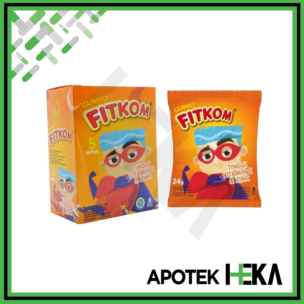 Fitkom Gummy Vitamin C &amp; Zinc Box Isi 5x Sachet 24 gr Orange (SEMARANG)