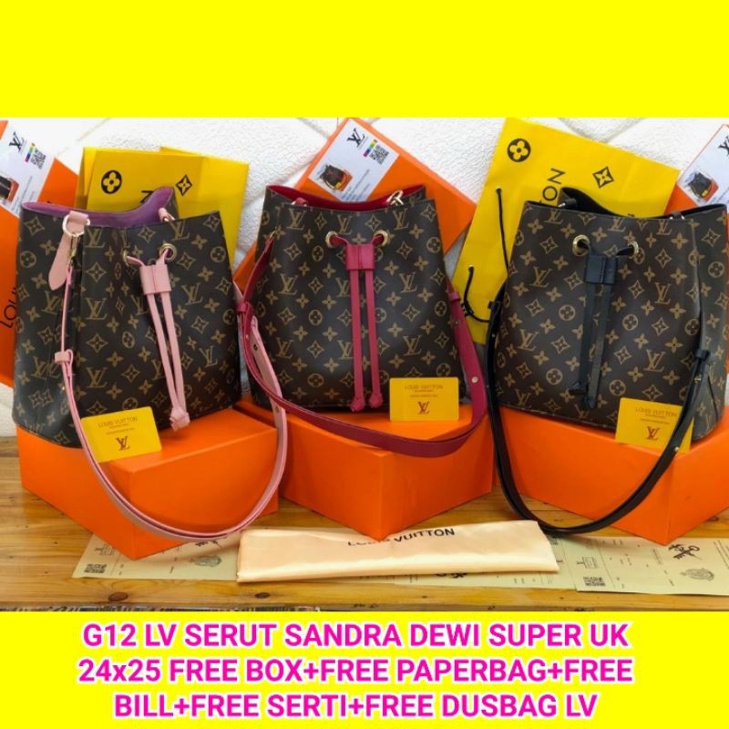 G12 TAS ELVI wanita serut tali 3 Uk 24x25cm G12 SANDRA DEWI