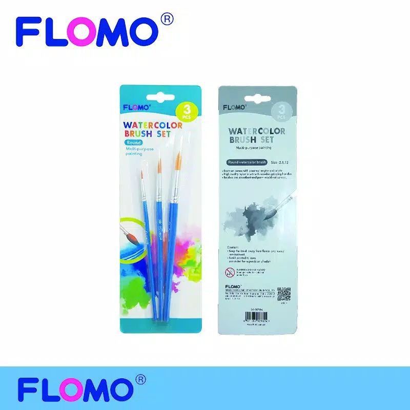 

Kuas FLOMO Water Color Brush Set Round 3 pcs