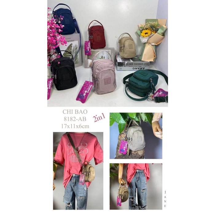PROMO TAS CHIBAO KANVAS 2IN1 JINJING DAN SLEMPANG CB8182-AB 4SLET