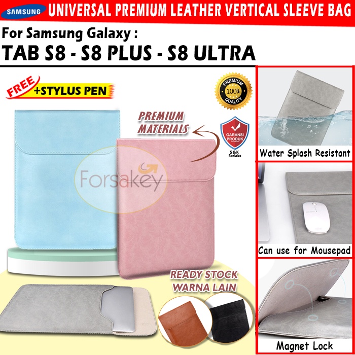 Samsung Galaxy Tab Tablet S8 - S8 Plus S8 Ultra 11 12.4 14.6 In Inch Inci Leather Sleeve Pouch Tas B