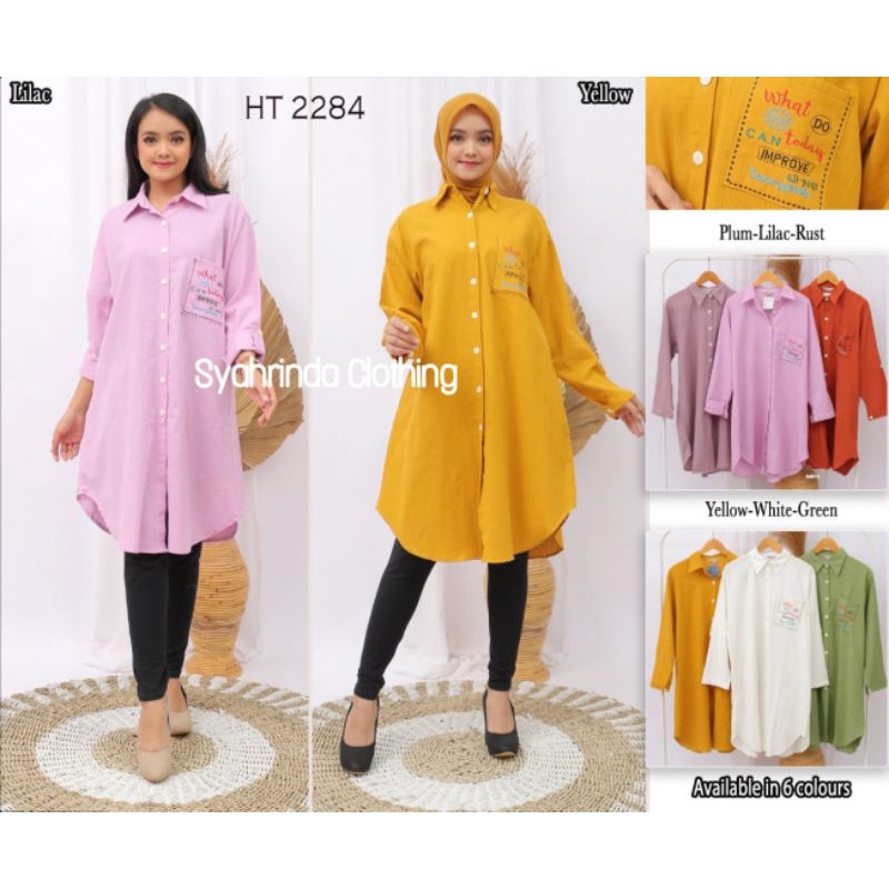 Tunik Kemeja Katun Linen Import