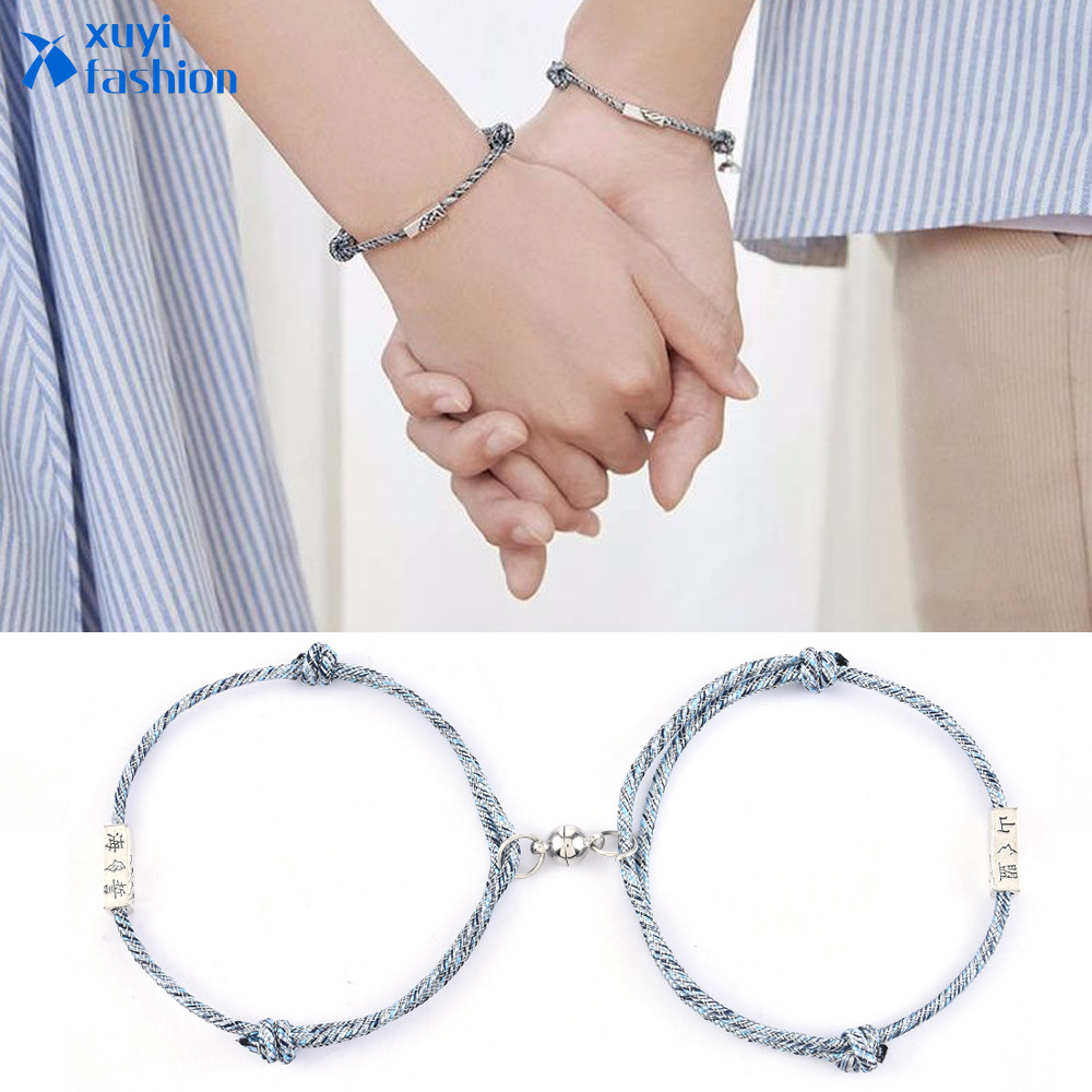 2pcs Gelang Tali Kepang Dengan Magnet Untuk Pasangan