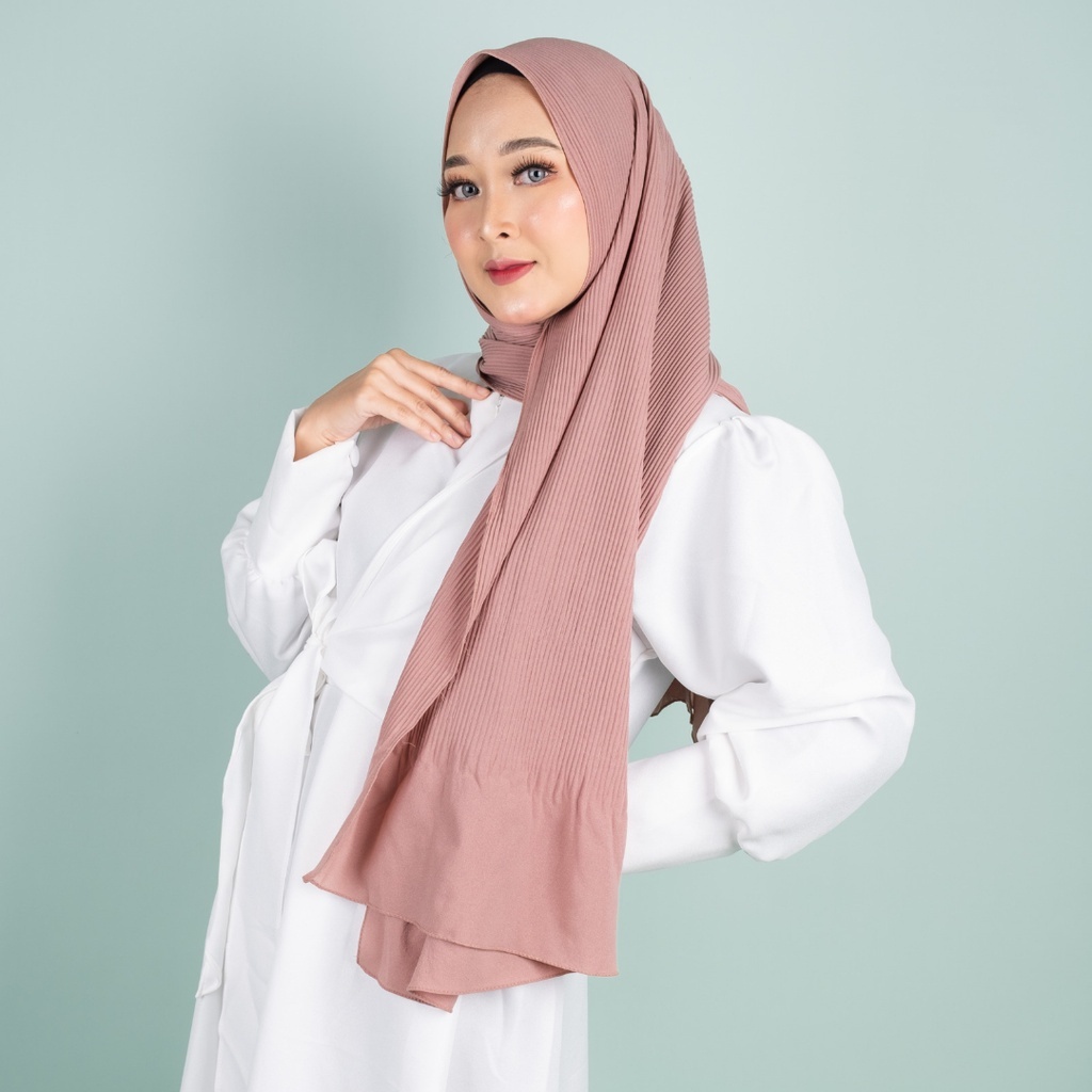 𝗖𝗮𝗿𝗲.𝗶𝗻 Pashmina Plisket Duyung Shawl 180x75 PREMIUM QUALITY (Tidak Full)-Mocca