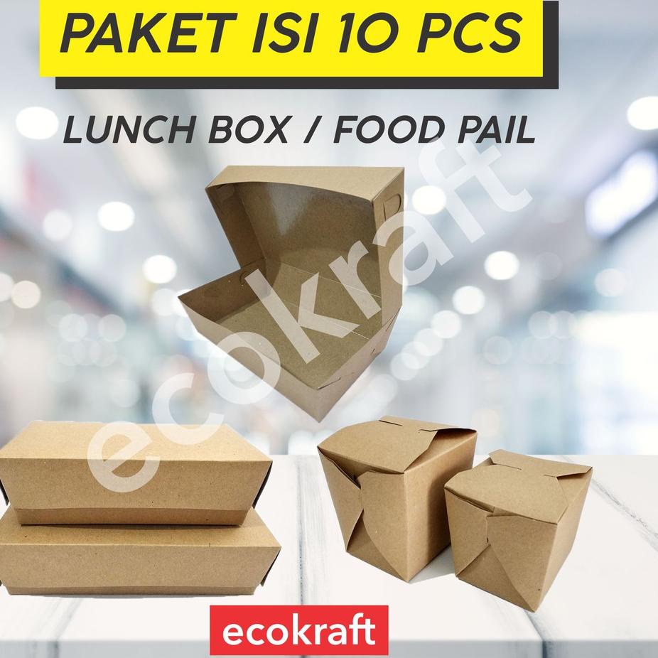 

♩ (PAKET ISI 10 PCS) LUNCH BOX FOOD PAIL COKLAT PUTIH MEDIUM LARGE ◊