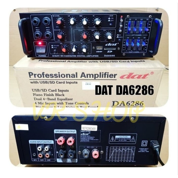 ampli dat da6286 power amplifier karaoke mixer equalizer da 6286