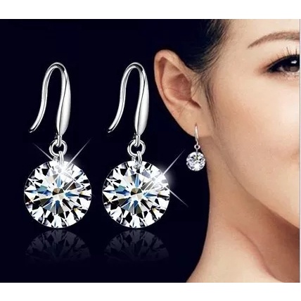 Anting permata Sterling pesta party kondangan wedding import korea murah Shiny