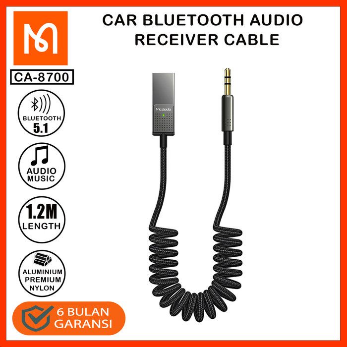 MCDODO CA-8700 Car Bluetooth Receiver Aux - BT 5.1 - Garansi Resmi 6 Bulan