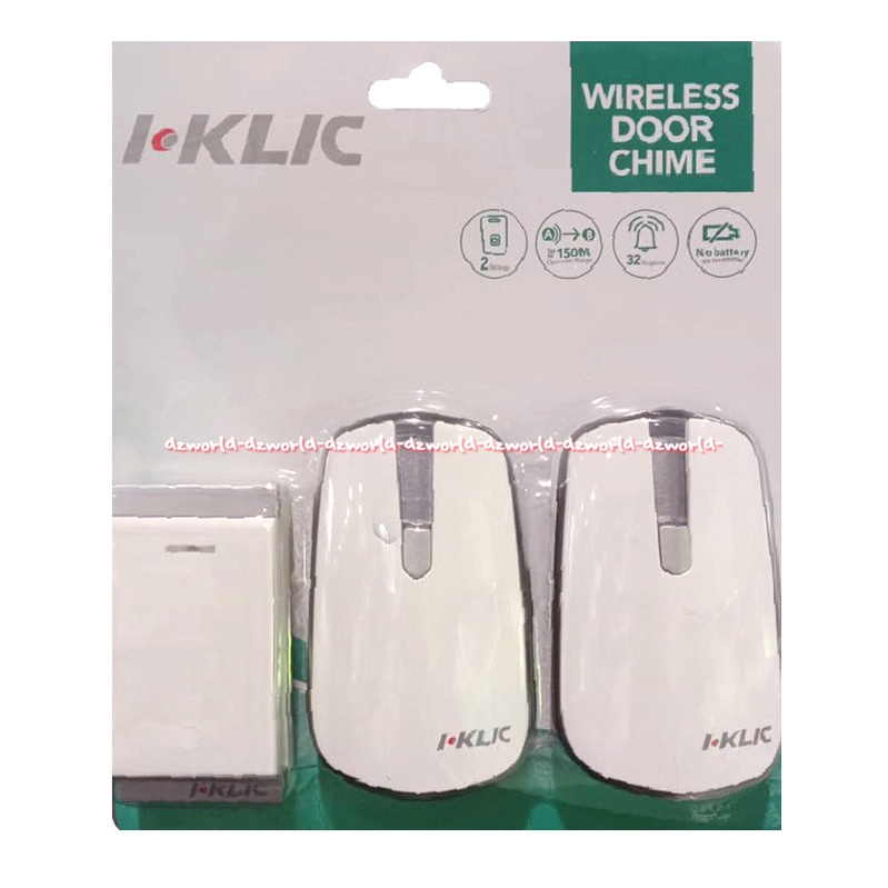 I-Klic Wireless Door Chime Bell Pintu Bel Tanpa Kabel Isi 2 Bel Pagar wairles Moztec  I-click I-Klic iKlic Iklik