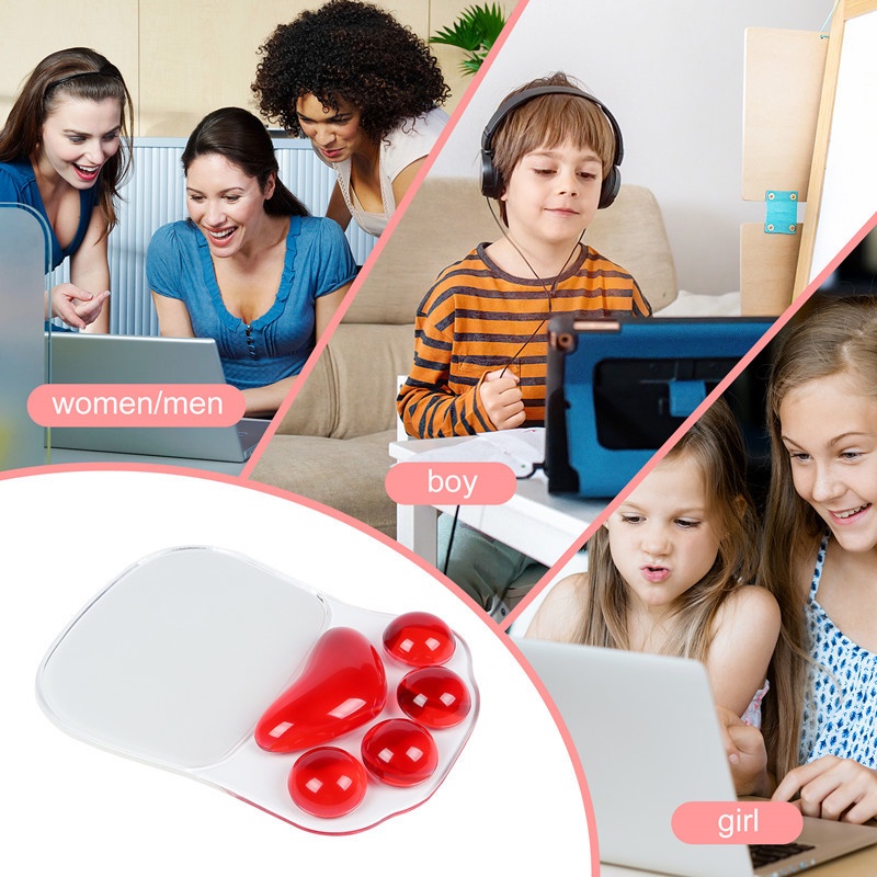 Mouse Pad Bahan Silikon Lembut Transparan Motif Telapak Kaki Kucing 3D