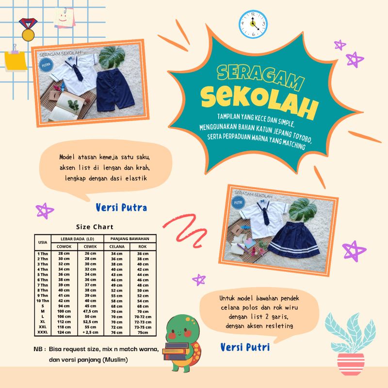 SERAGAM SEKOLAH PAUD TK / SERAGAM SEKOLAH ANAK JEPANG/SERAGAM SEKOLAH TK