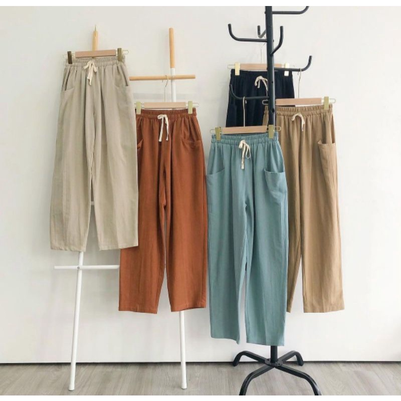 hightwaist Ebizza Pants Jumbo Nore harem pants linen celana wanita jumbo murah