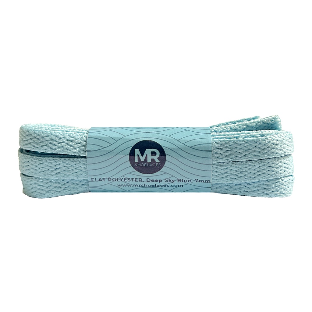 Original MR Shoelaces FP34 Bitu Langit (Deep Sky Blue) Tali Sepatu Polyester Pipih Flat 7mm 80cm 90cm 100cm 120cm 130cm 150cm 180cm 200cm untuk Sneakers - Premium Shoelace Premium Shoelaces