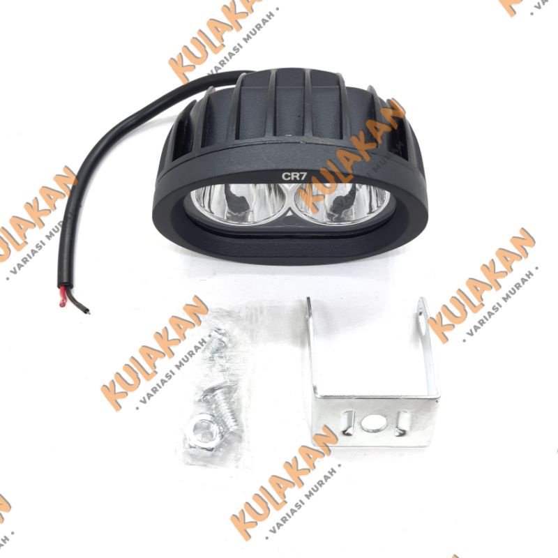 Lampu Tembak Sorot Motor Mobil LED OWL Oval Cree 2 Mata Worklight Putih Besi