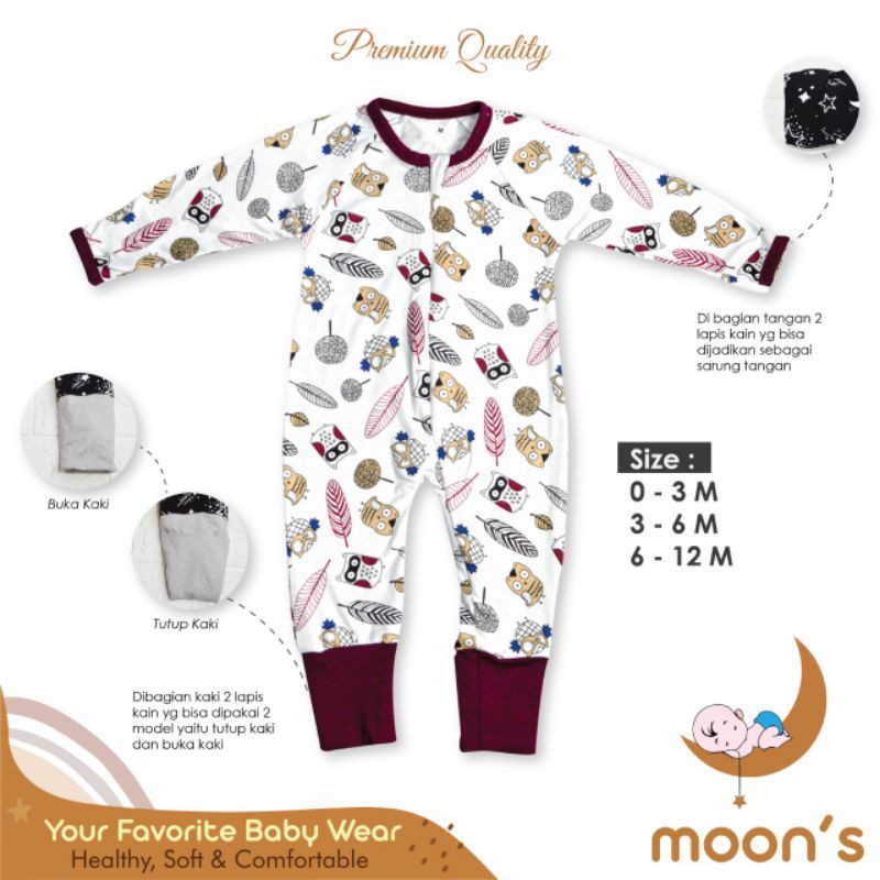 Sleepsuit Moons sleepsuit,Piyama Bayi,Baju Tidur bayi, Baju bayi