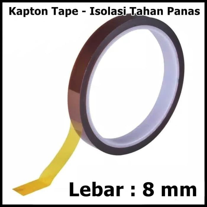 Kapton Tape 8mm Isolasi Tahan Panas Heat Resistant Polymide Film Gold