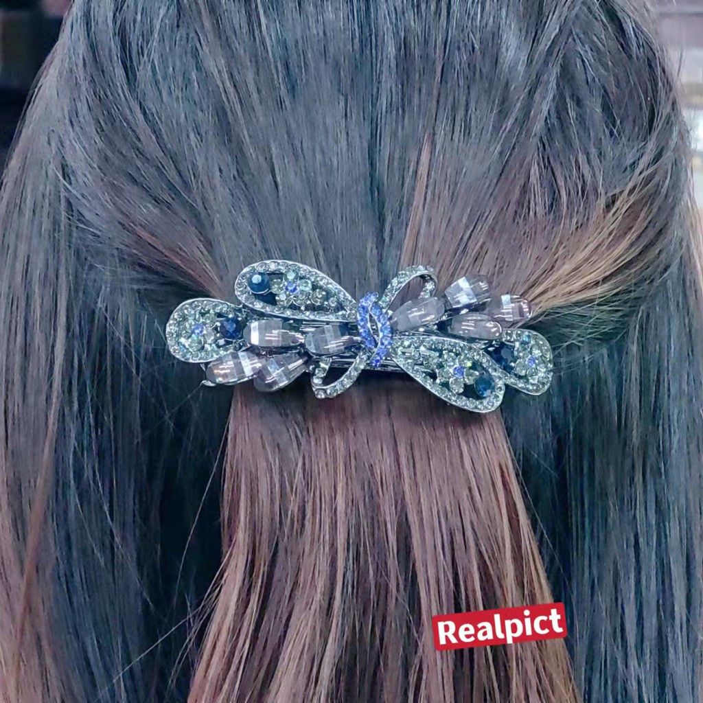 Jepit rambut korea otomat wanita permata zirkon mode baru 8.5cm JO15#