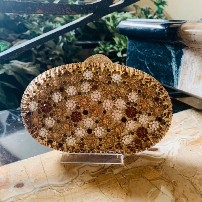 ROSSINI-Tas pesta swarovski / Clutch swarovski Tas swarovski Coklat D