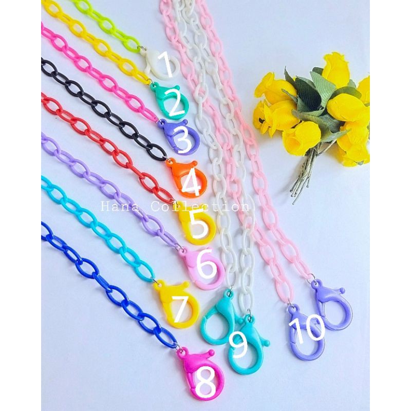 Acrylic mask chain kalung masker rantai warna warni korea