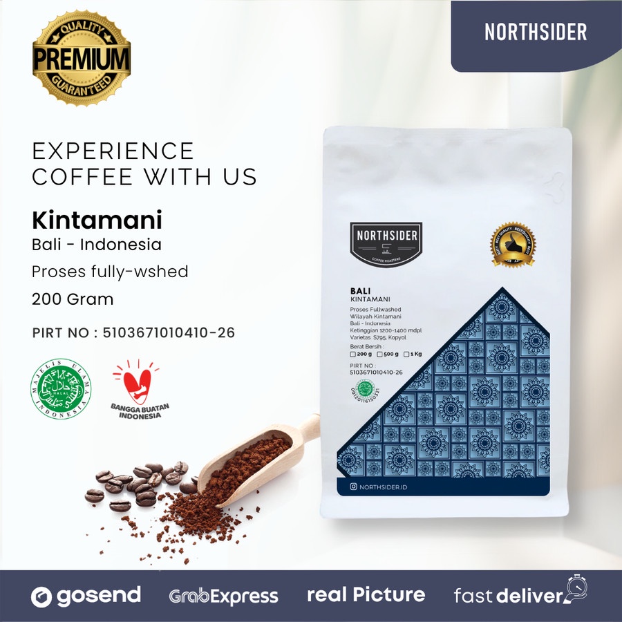 BIJI KOPI ARABIKA  BALI KINTAMANI WASHED - 200GR NORTHSIDER COFFEE