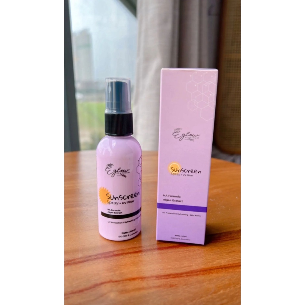 Eglow platinum sunscreen spray + Uv Protection e glow sunscren original tabir surya Sunscreen Eglow 