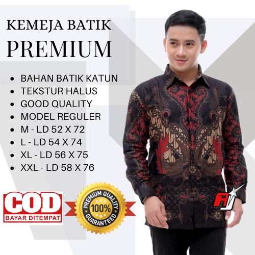 BATIK ARTONESIA LENGAN PANJANG MOTIF LASEM KEMEJA BATIK PRIA M L XL XXL